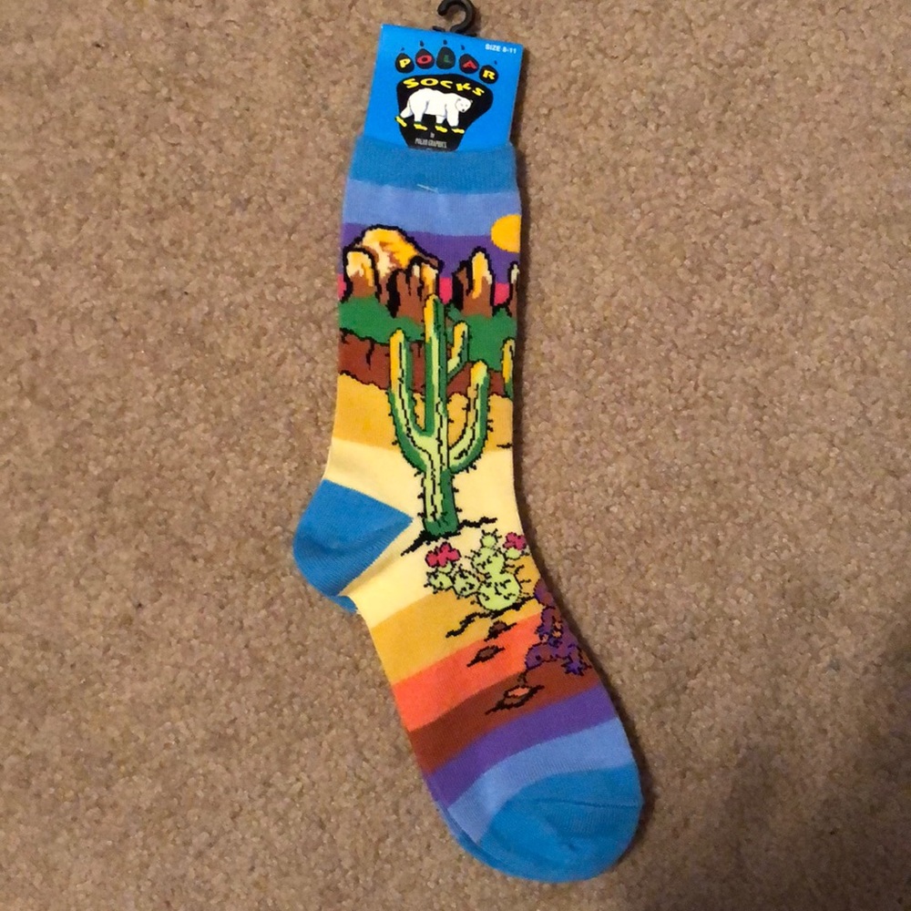 Polar Socks Cactus Desert Scene
